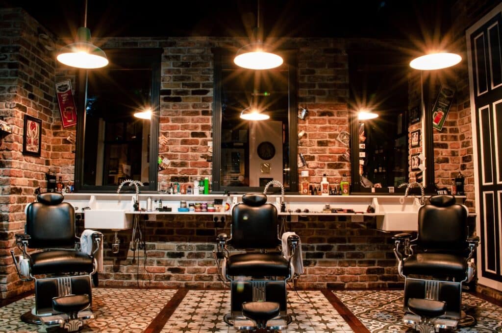 Client receiving a classic barbershop haircut